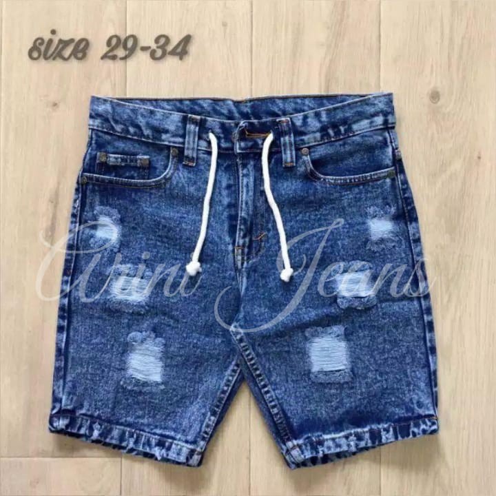 [Bisa COD|Celana Jeans Pendek Sobek Pria Wisker Jeans Pendek Ripped