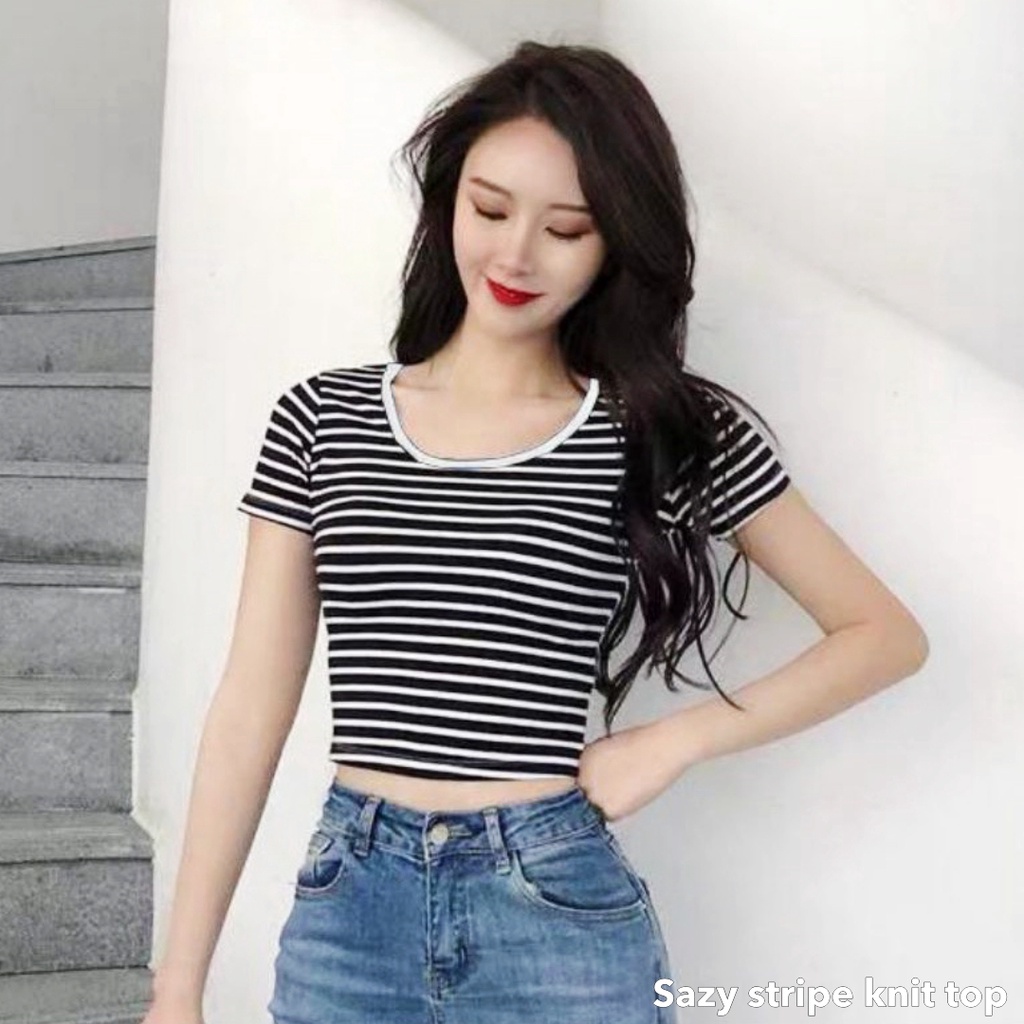 Sazy stripe knit top -Thejanclothes