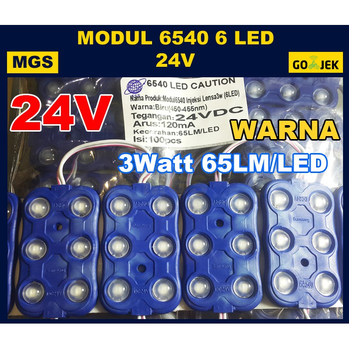 100Pcs Modul 6540 6 LED 24V Warna