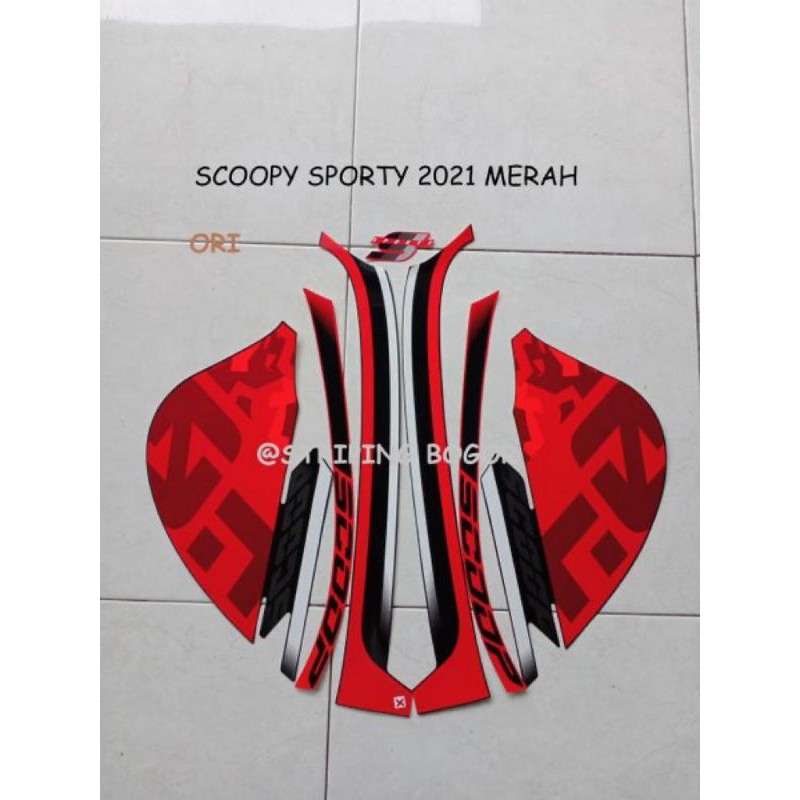 Striping Sticker Motor Honda Scoopy Sporty 2021 Merah
