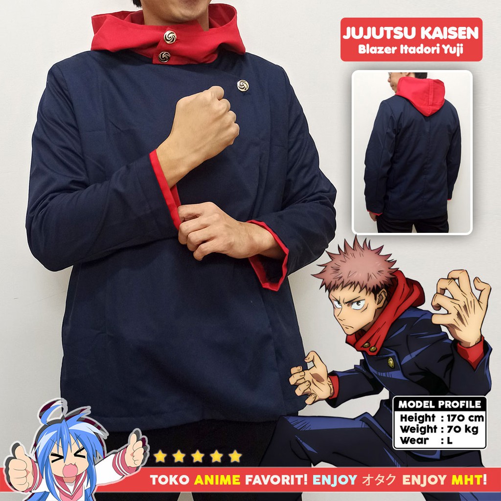 Blazer Jaket Anime Gakuran Jujutsu Kaisen Itadori Yuji Sukuna Cosplay