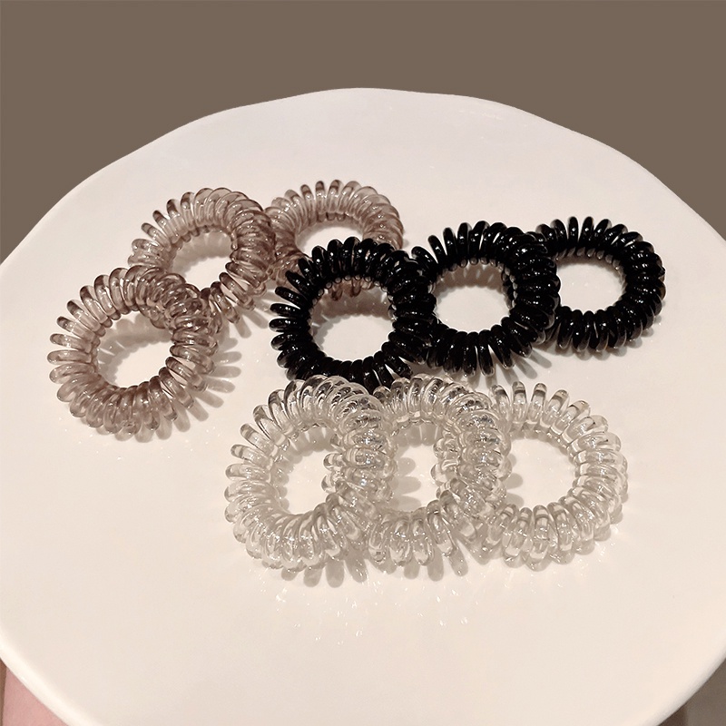 9pcs / set Ikat Rambut Elastis Model Kabel Telepon Gaya Korea Untuk Wanita
