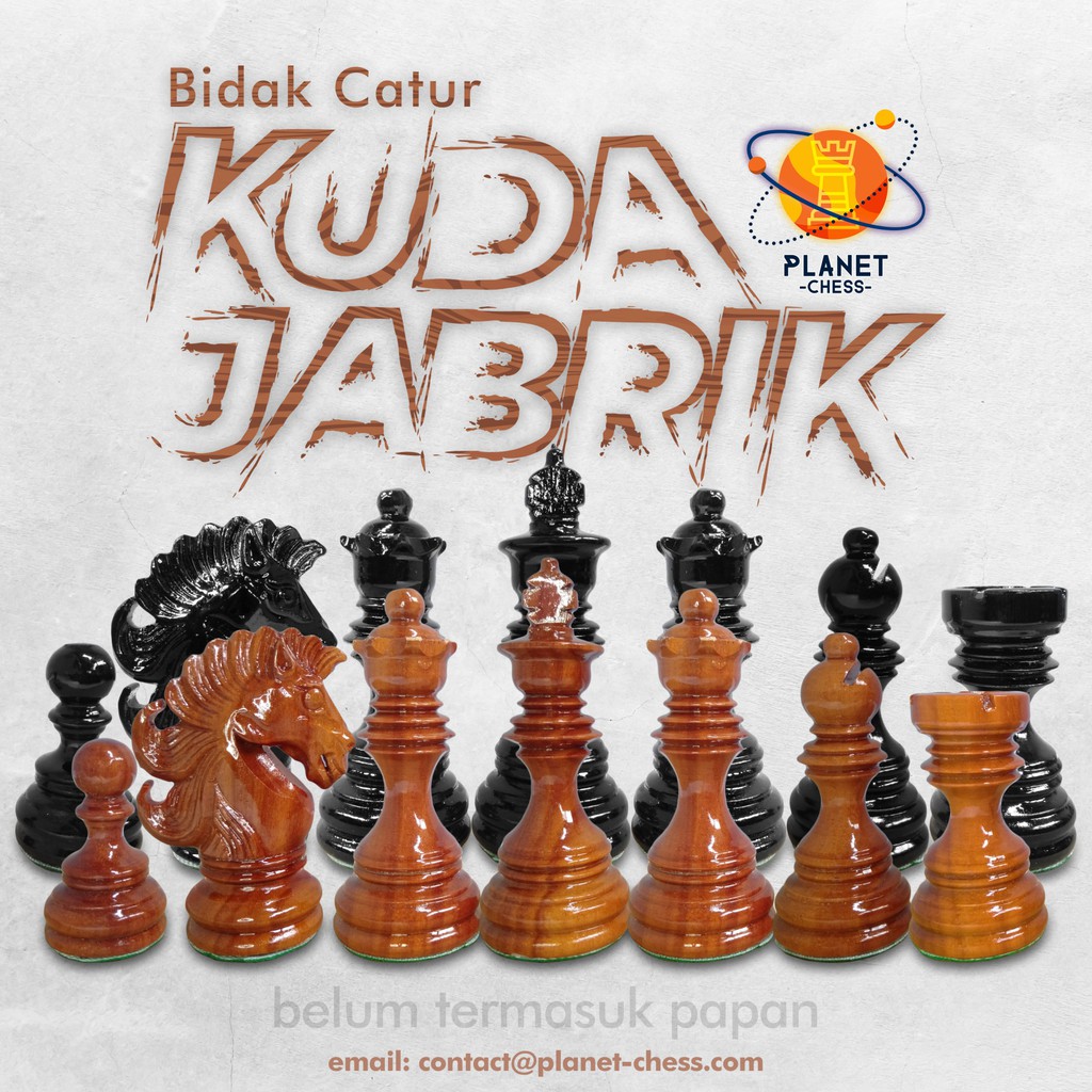 Bidak Catur Kayu Sawo Model Kuda Jabrik Ekstra Menteri Premium Quality