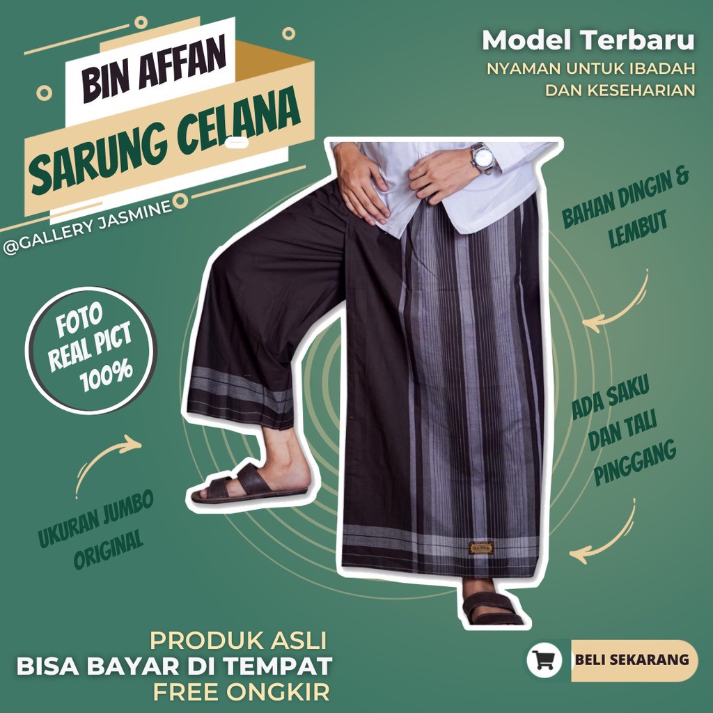 sarung celana dewasa muslim bin affan pria original