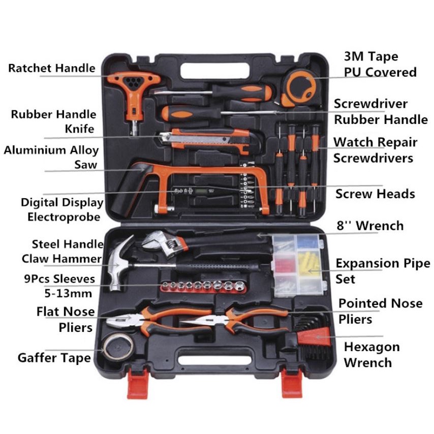 ART-028 82in1 Toolkit Alat Set Perkakas 82 in 1 Toolset Tang Palu Obeng Cutter Meteran Toolbox Tool