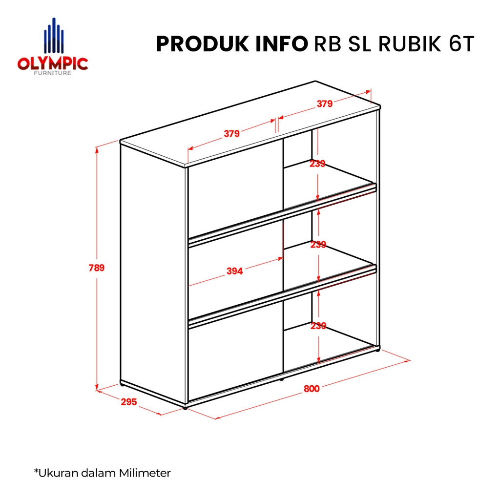 Olympic Rak Buku Sliding / Rak Serbaguna / Rak Penyimpanan / Rak Mainan / RB SL Rubik 6T