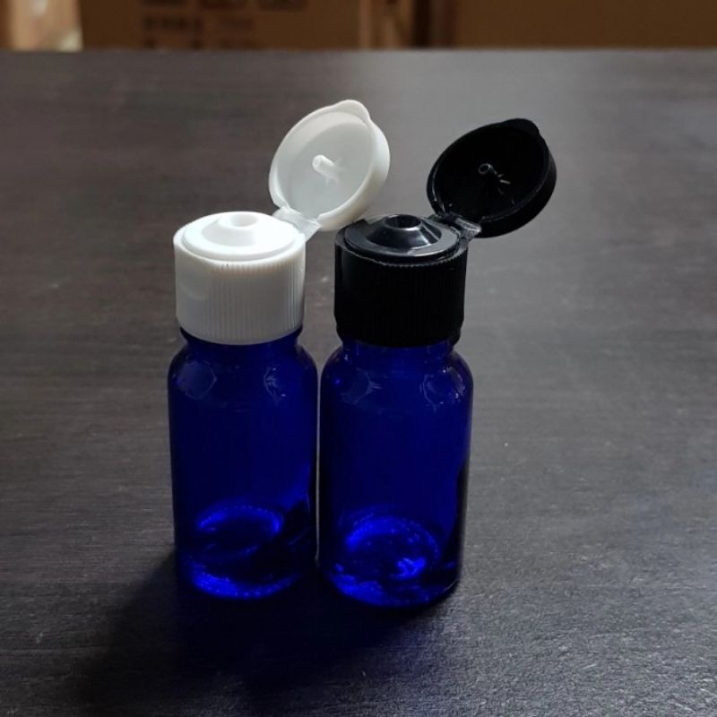 botol kaca 10ml tebal biru tutup fliptop