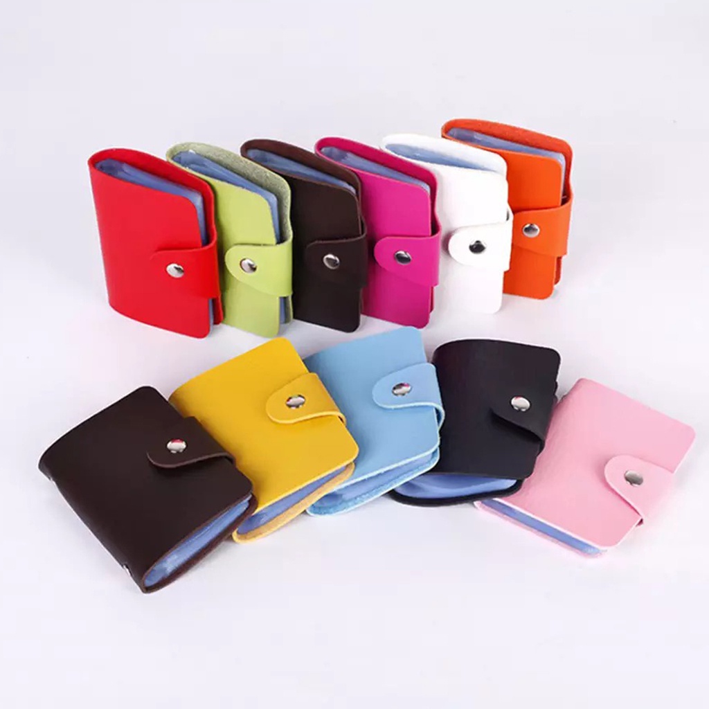 BRGUNIK Dompet Kartu Lipat 24 Slot Card Holder Mini Bahan Kulit D016