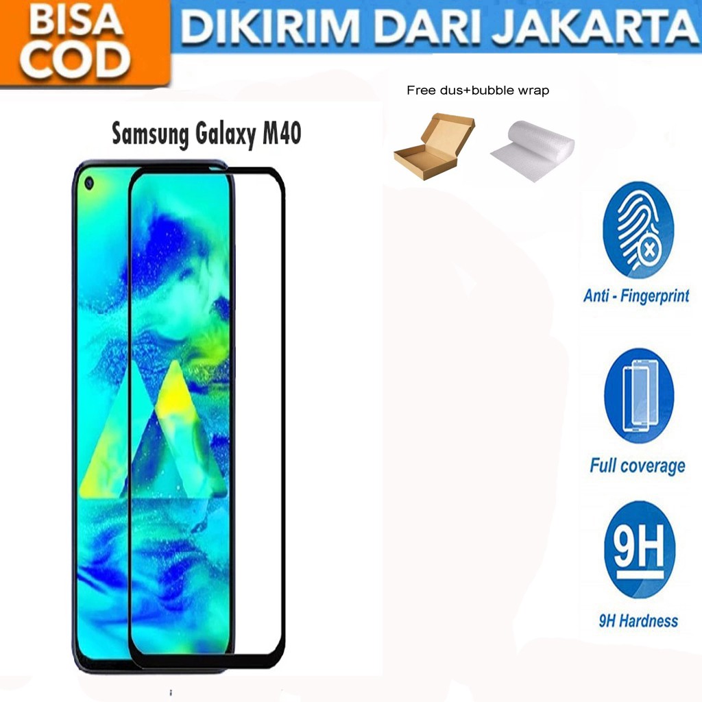 Tempered Glass Samsung Galaxy M40 Full Cover / Full Screen Protector Anti Gores