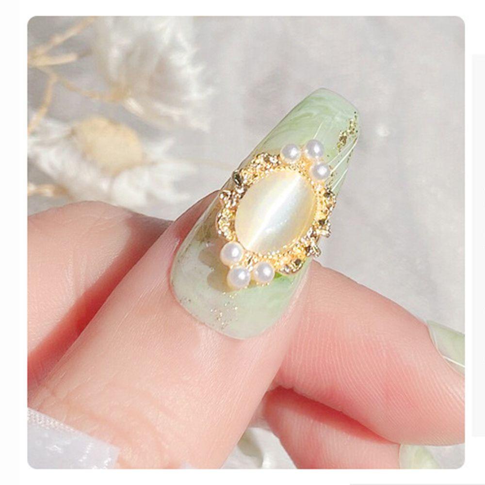 R-flower 5PCS Hiasan Nail Art Mutiara Berkilau Opal Gaya Retro Aksesoris Kuku