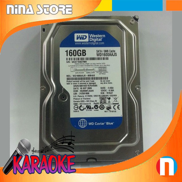HARDISK WD BLUE 160GB ISI RIBUAN LAGU KARAOKE PLUS KUMPULAN SOFTWARE KARAOKE