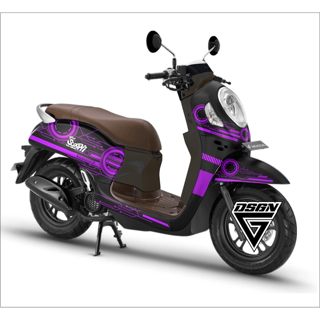 Decal scoopy full body Full Blok Decal Scopy Dekal New Fi 2021 PRESTIGE Grafis Matrik Ungu