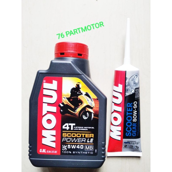 paket oli matic Motul power le 0.8 lt SAE 5-40+oli gear Motul 120 ml for all matic