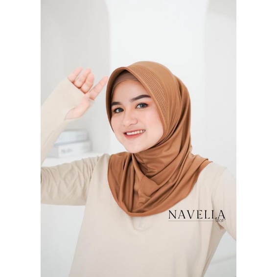 Hijab Bergo Instan Bahan Jersey Tebal dan Adem Warna Khaki