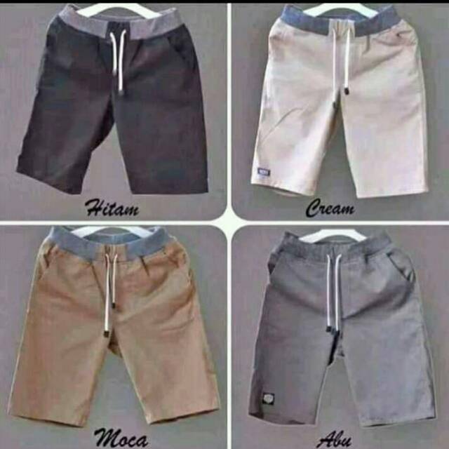 [BIG SIZE] Celana Chino Pendek Pria mick pinggang karet rip katun twill krem coklat surfing santaI