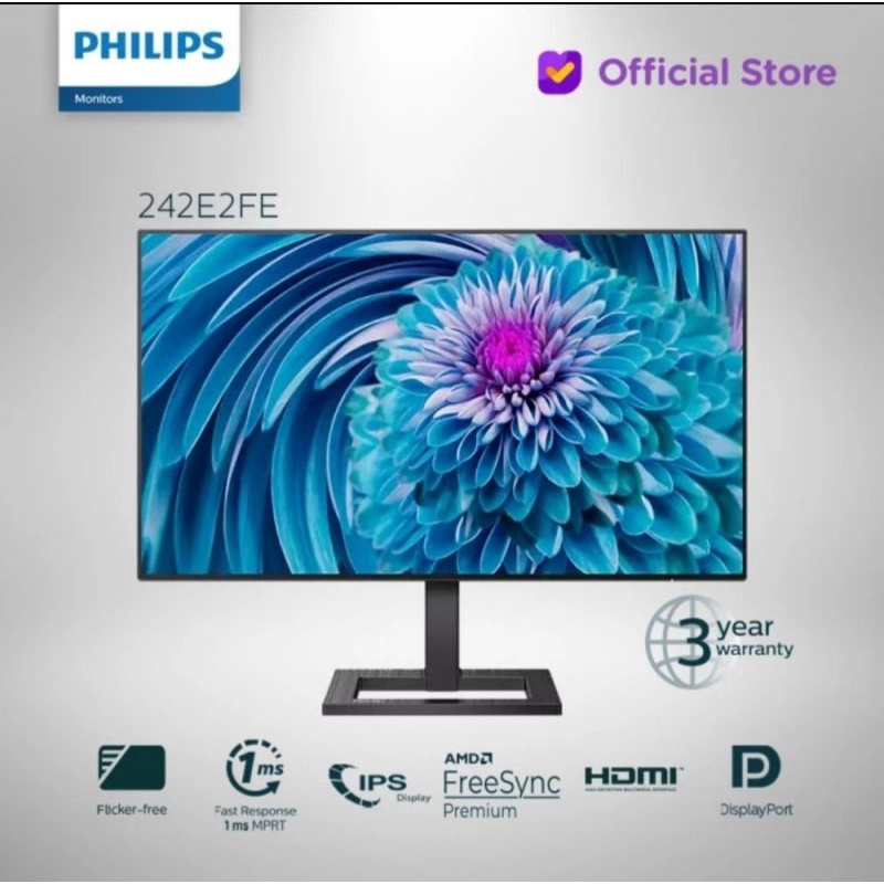 Philips 242E2FE 24 Inch 242E2  Led Monitor Gaming 75Hz Ips Qhd Hdmi Dp