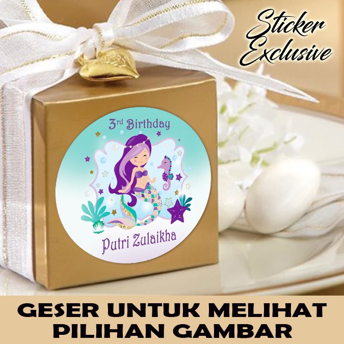 

60 STIKER MERMAID - LABEL BAG / KUE / SOUVENIR ULTAH ULANG TAHUN