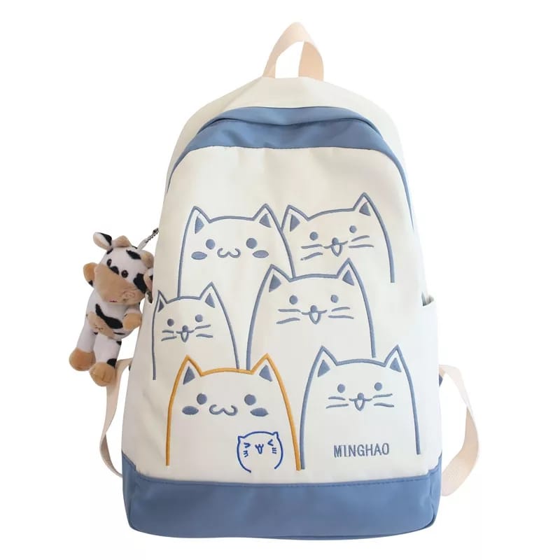 samasuka.shop - Tas Wanita Motif Kucing Lucu Funny Cat Ransel Gendong Cewek Tas Punggung