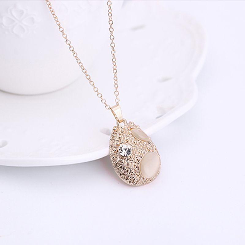 SIY  Pink Rhinestone Waterdrop Design Earrings Pendant Necklace Jewelry Set For Women