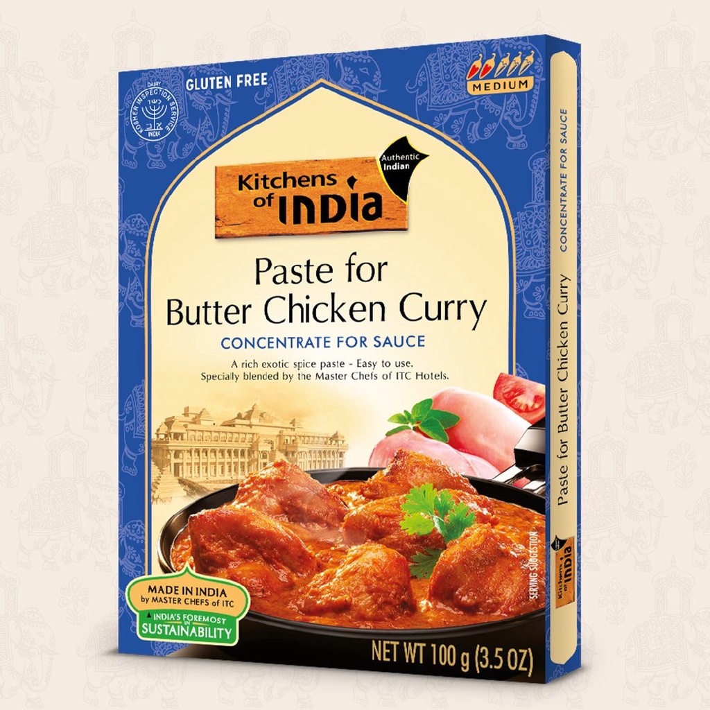 Kitchens of India Paste For Butter Chicken Curry Gluten Free 3.5oz 100g