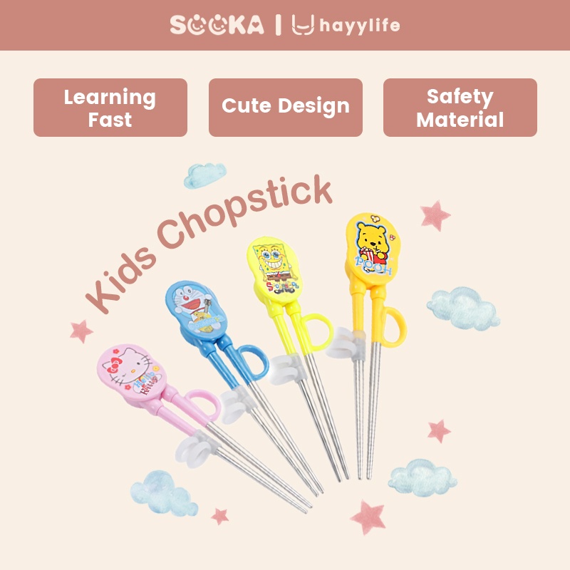 SOOKA Chopstick Learning Kids Sumpit Karakter - 304 Stainless Chopsticks Exercise Kids Cartoon Motif HL-ECA601