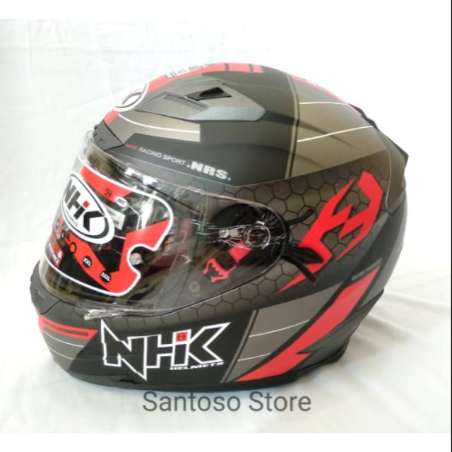 Helm NHK RX9 Navy Black Red Doff Hitam Merah Dop Double Visor