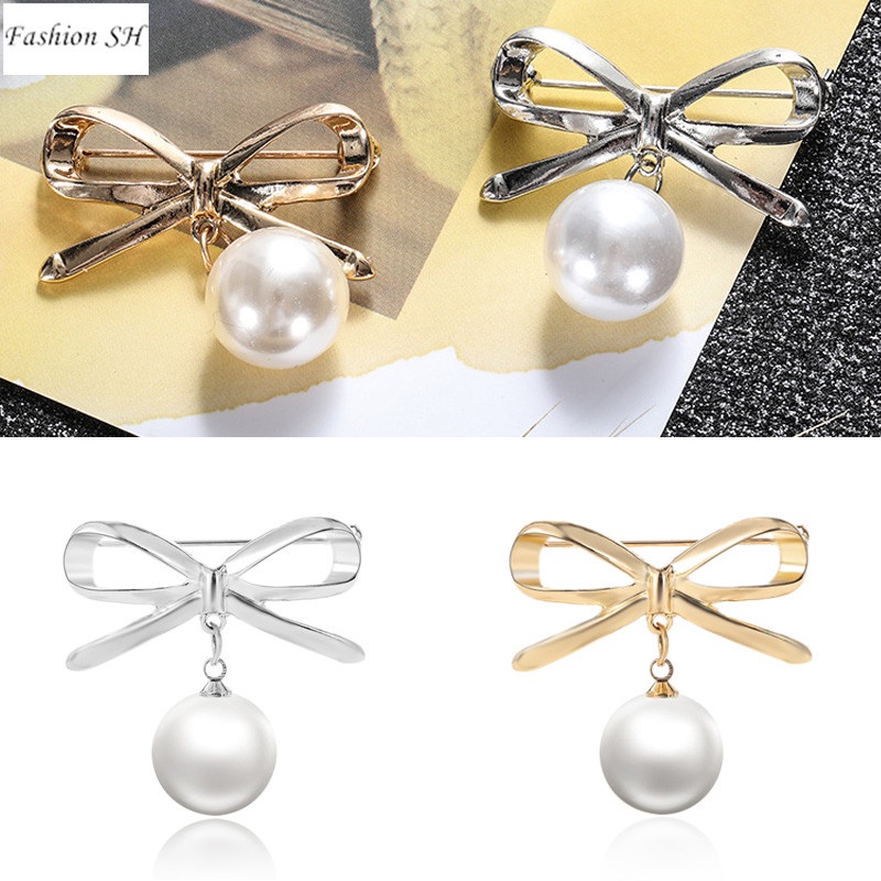 Brooch Pin brooches Pearl scarf buckle gold&amp;silver M40154