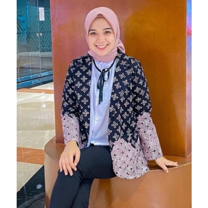 Sabrina blazer blazer batik kekinian full trikot batik kerja kantor