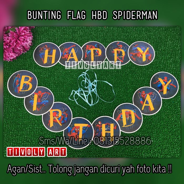 Bunting Flag HBD Spiderman / Banner Happy Birthday Spiderman Termurah