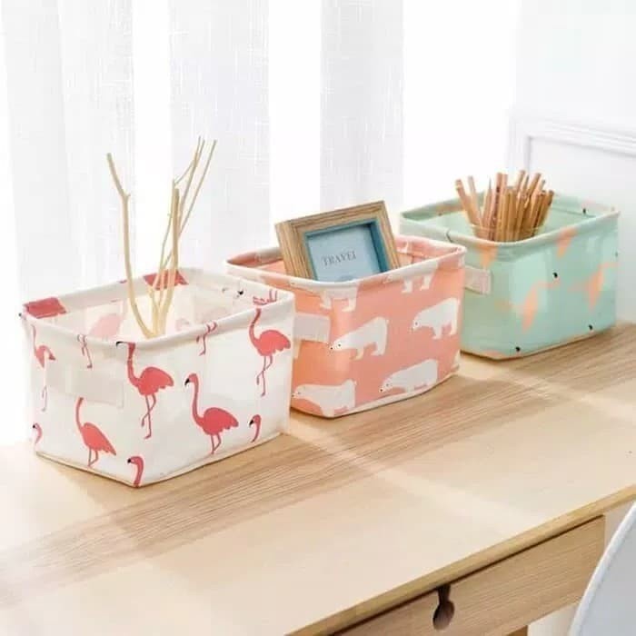 GERAIFATIN!!! Dekstop Storage Keranjang Multifungsi / Box Organizer Serbaguna Motif / Keranjang Lipat Mini