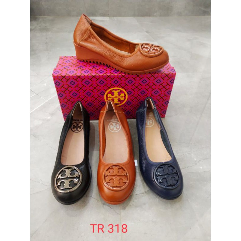 Tory wedges 318 / sepatu tory Leather 4cm / sepatu kulit tory wedges