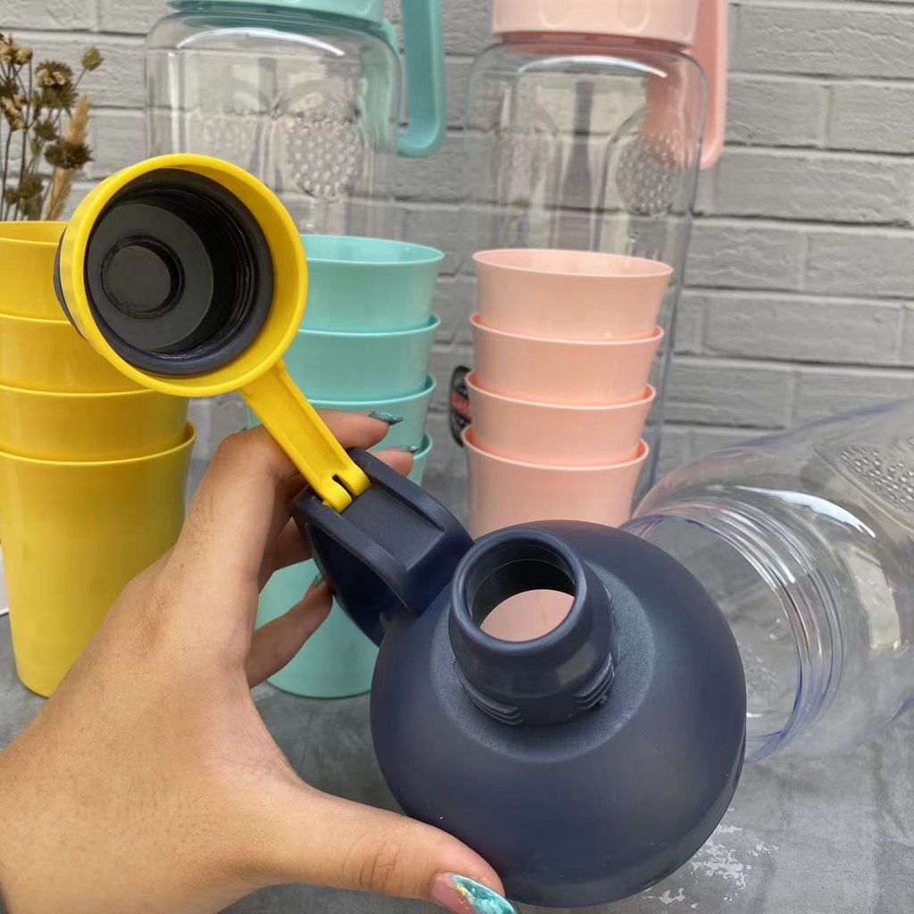 Teko Pitcher Set 4 in 1 Plus Gelas / Botol Plastik Terbaru Simple dan Praktis