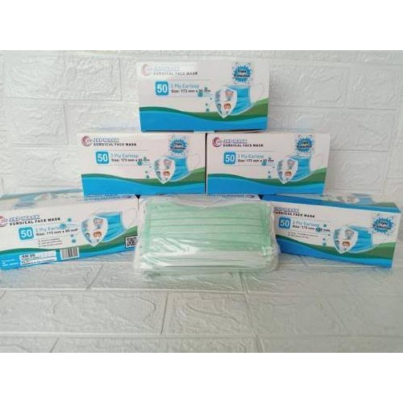 masker medis jsp 3ply 50pcs/box warna hijau