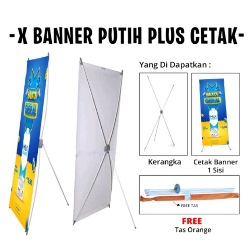 X Banner Stand Banner 60x160 cm (Rangka x Banner Plus Cetak) Flexy, Albatros