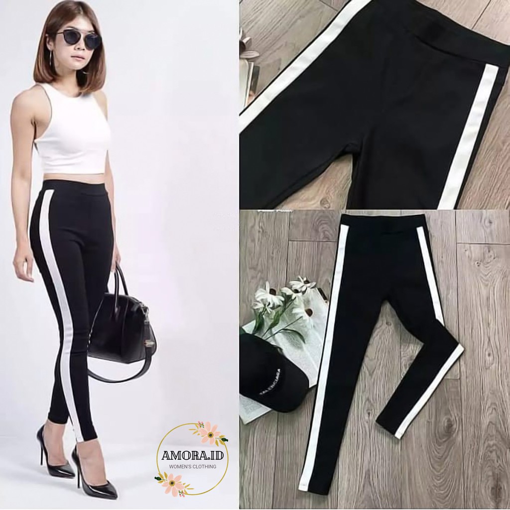 AMORA Legging List Tebal Super Elastis Allsize Fit To XXL Leging List