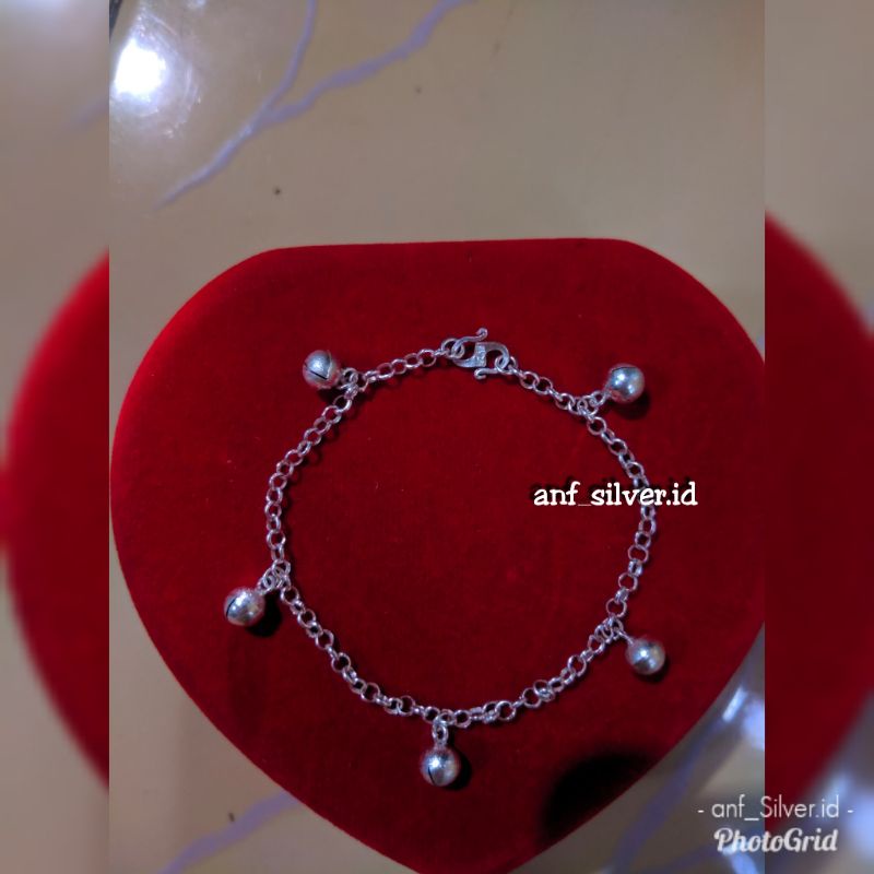 Gelang kaki belah rotan,  bayi/ anak (perak murni)