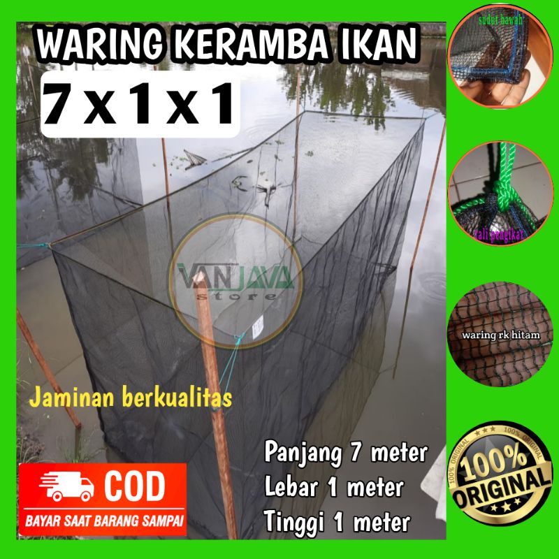 JARING HAPA KARAMBA WARING BIBIT IKAN LELE NILA 7x1X1 KERAMBA KOTAK IKAN