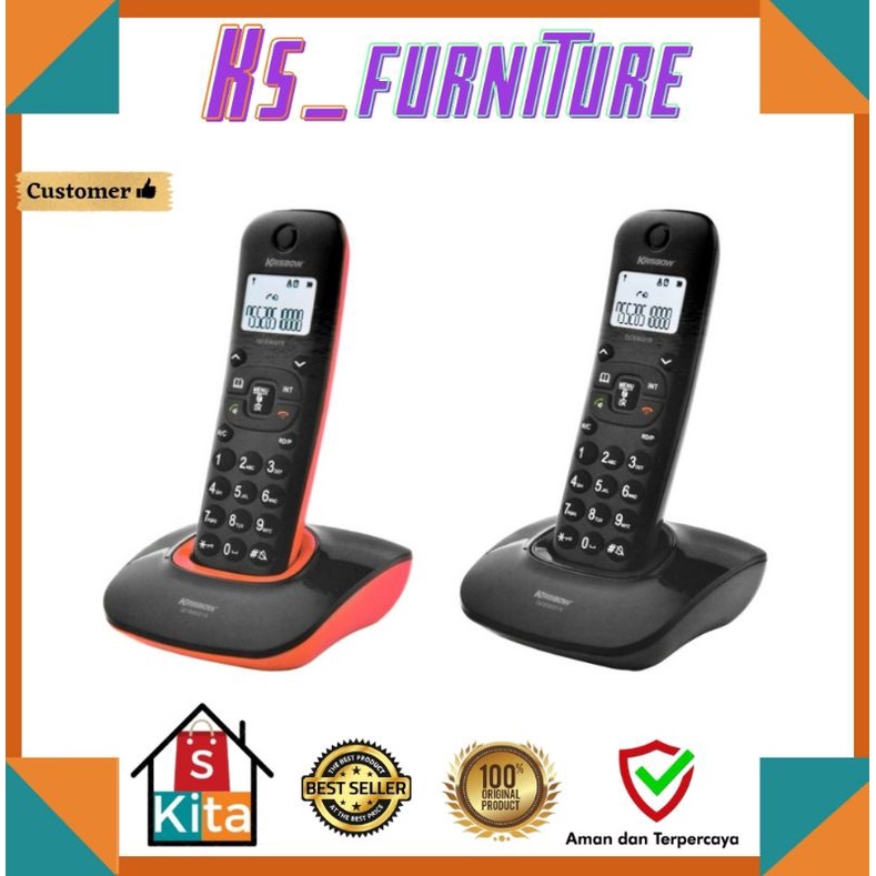 Jual Telepon Wireless Cordless Krisbow Hitam Telepon Tanpa Kabel Shopee Indonesia