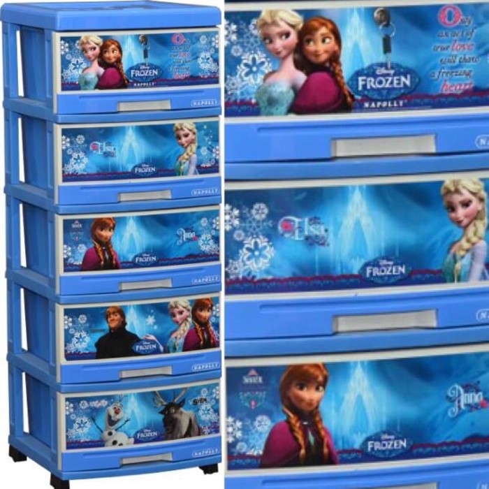 lemari plastik napolly 5 susun motif frozen