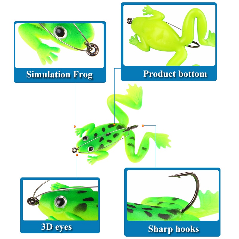 1 Pc Umpan Pancing Soft Bait Bentuk Katak Warna Hitam Ukuran 5.2g / 6cm Dengan Kail