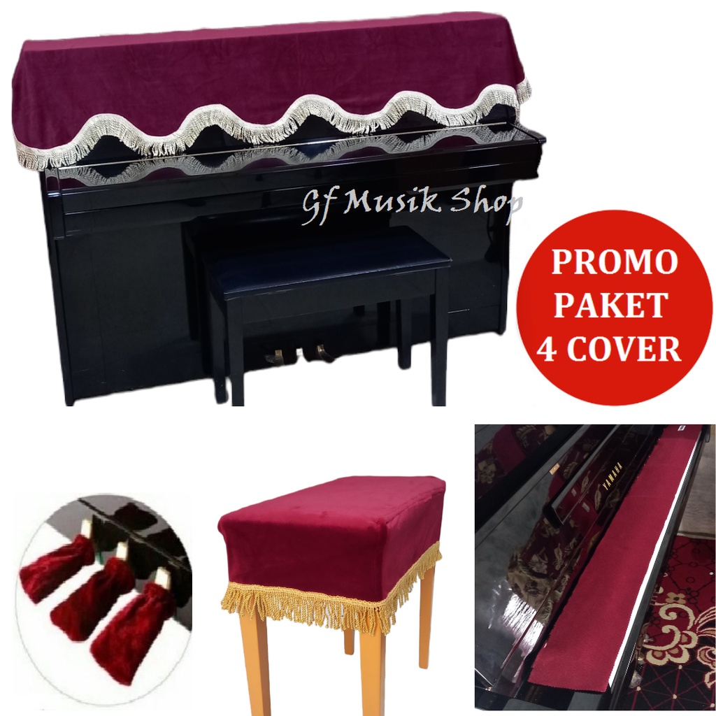 Cover Piano Yamaha Akustik Upright Maroon Paket