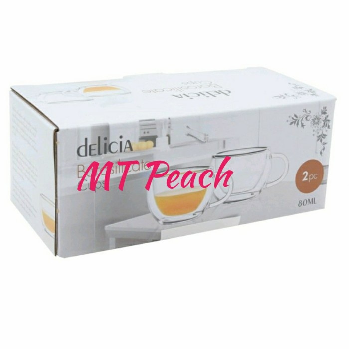 DELICIA SET 2PCS CANGKIR KACA DOUBLE WALL 80ML DOUBLE WALL GLASS CUP MA17