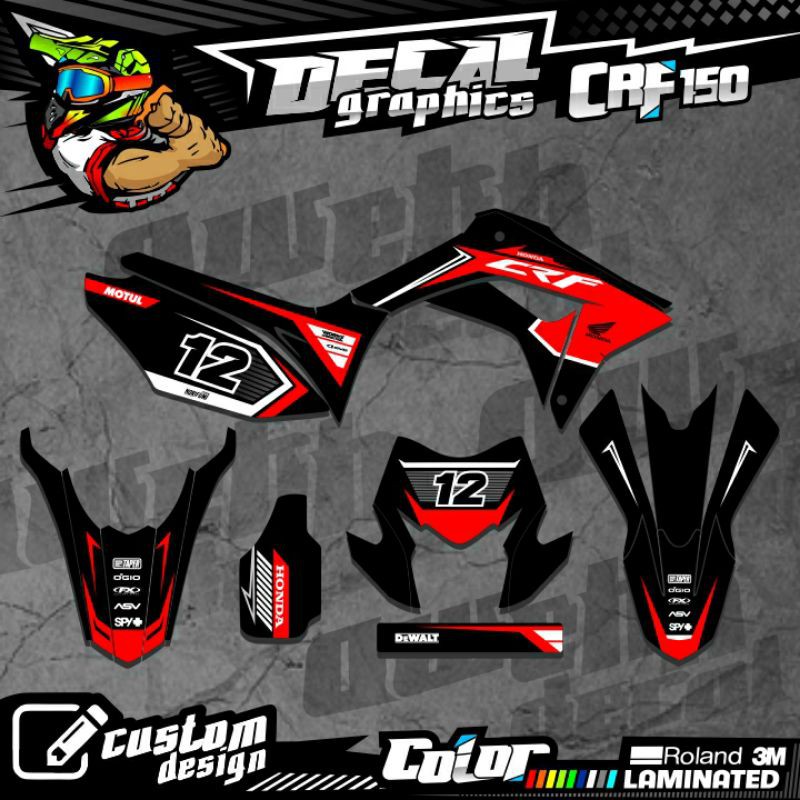 DECAL CRF 150 NEW CRF 150 L MERAH SILVER CUSTOM
