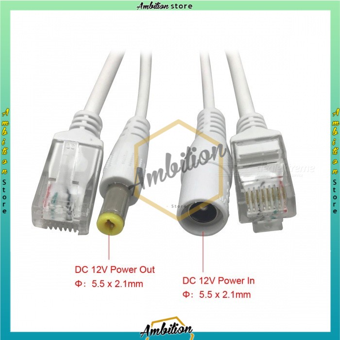 NEW DARI Kabel POE Injector &amp; POE Splitter (SET) / KABEL POE SET White [Bisa Bayar Ditempat]