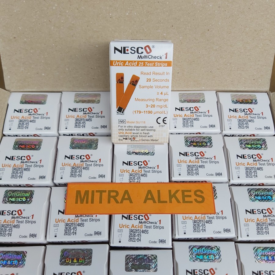Strip Asam Urat NESCO Uric Acid. Stik UA - AU Nesco. Uric Acid Test Strip. Refil AsamUrat.
