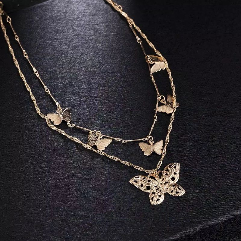 Kalung gold butterfly 2 layer