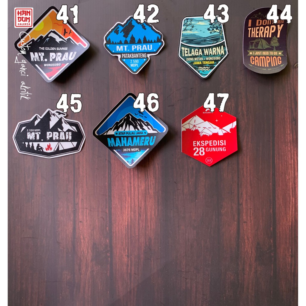 STICKER GUNUNG INDONESIA VINYL+LAMINASI TEKSTUR WATERPROOF  MOUNTAIN GEAR ADVENTURE OUTDOOR MERAPI MERBABU LAWU SINDORO SEMERU RINJANI stratos centurion kinkajou caldera ceeta-3