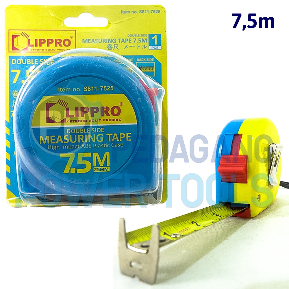 LIPPRO METERAN 7.5 METER BODY PLASTIK ALAT UKUR TUKANG MEASURING TAPE