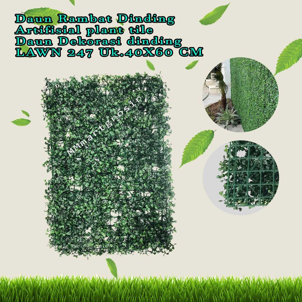 Daun Rambat Dinding / artifisial plant tile / Daun Dekorasi dinding / LAWN 247 / 40X60 CM