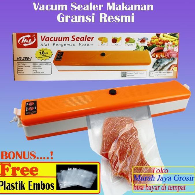 Mesin Vacum Sealer Makanan Alat Vakum Pres Plastik Embossed Vacuum H&L
